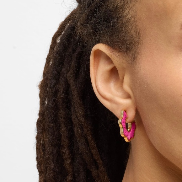 MIGNONNE GAVIGAN Magenta Mini Darby Hoop Earrings - Picture 5 of 10